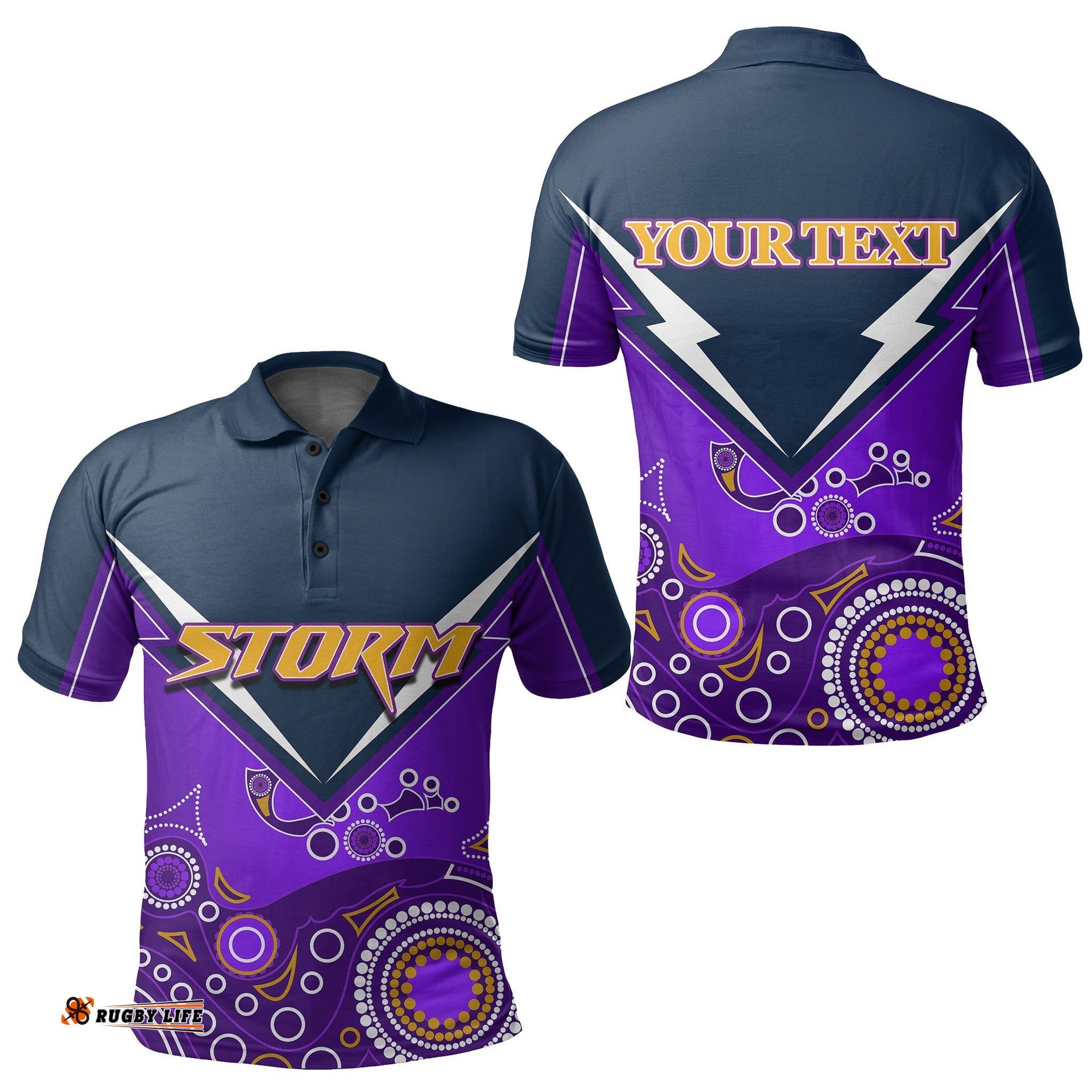 Custom Personalised Melbourne Storm Polo Shirt Aboriginal - Amazing Aussie