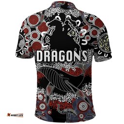 Custom Personalised St. George Illawarra Dragons Polo Shirt 2021 Indigenous - Black - Amazing Aussie