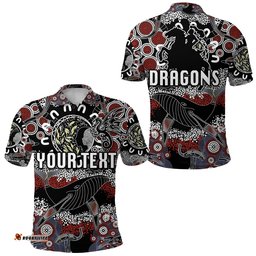 Custom Personalised St. George Illawarra Dragons Polo Shirt 2021 Indigenous - Black - Amazing Aussie