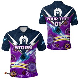 Custom Personalised Melbourne Storm Polo Shirt 2021 Naidoc Indigenous, Custom Text And Number - Amazing Aussie