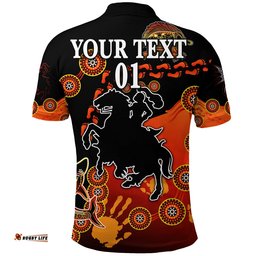 Custom Personalised St. George Illawarra Dragons Polo Shirt 2021 Simple Indigenous - Red, Custom Text And Number - Amazing Aussie