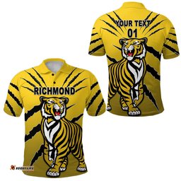 Custom Personalised Richmond Tigers Polo Shirt Original Version - Yellow, Custom Text And Number - Amazing Aussie