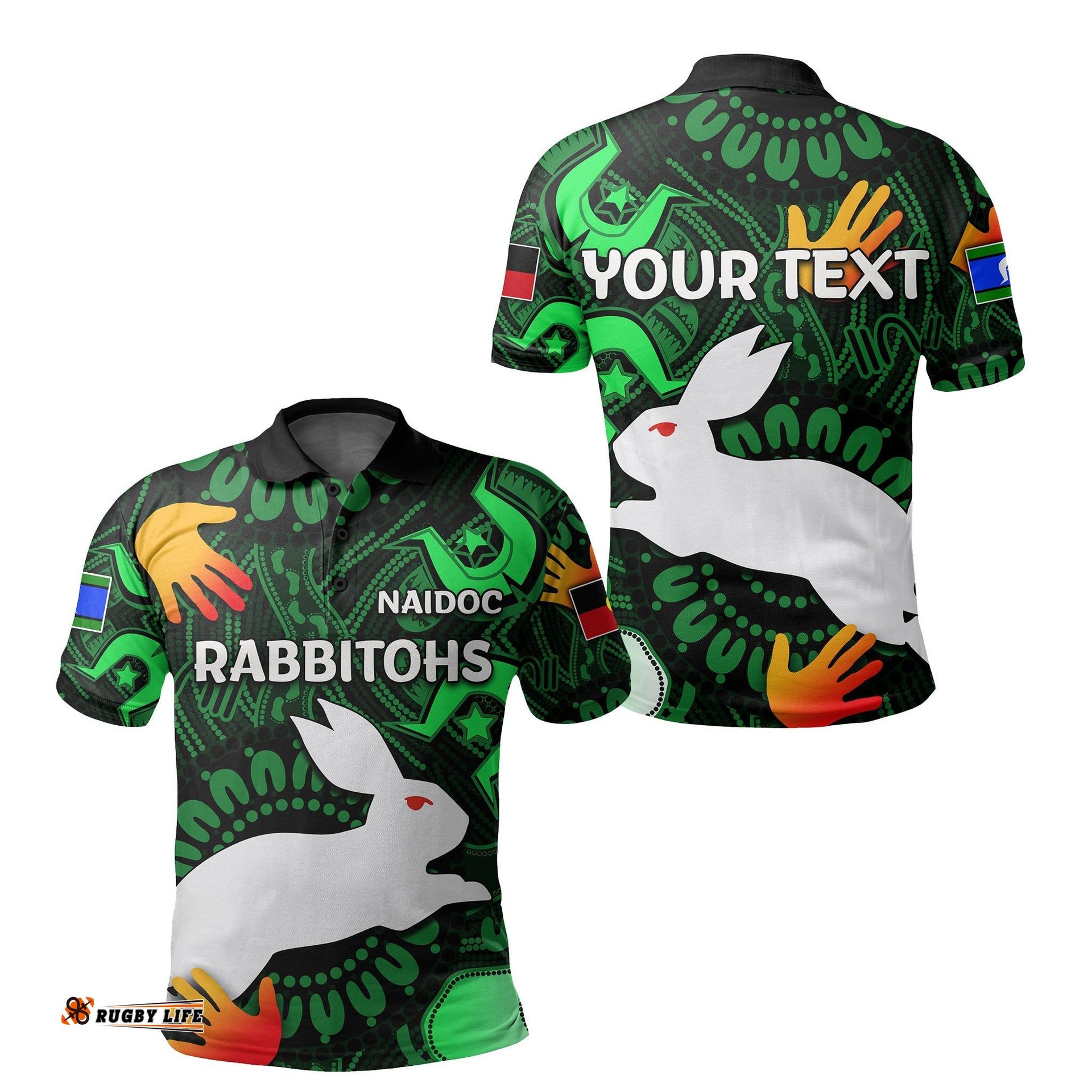 Custom PersonalisedNaidoc Rabbitohs Polo Shirt Naidoc Patterns - Amazing Aussie