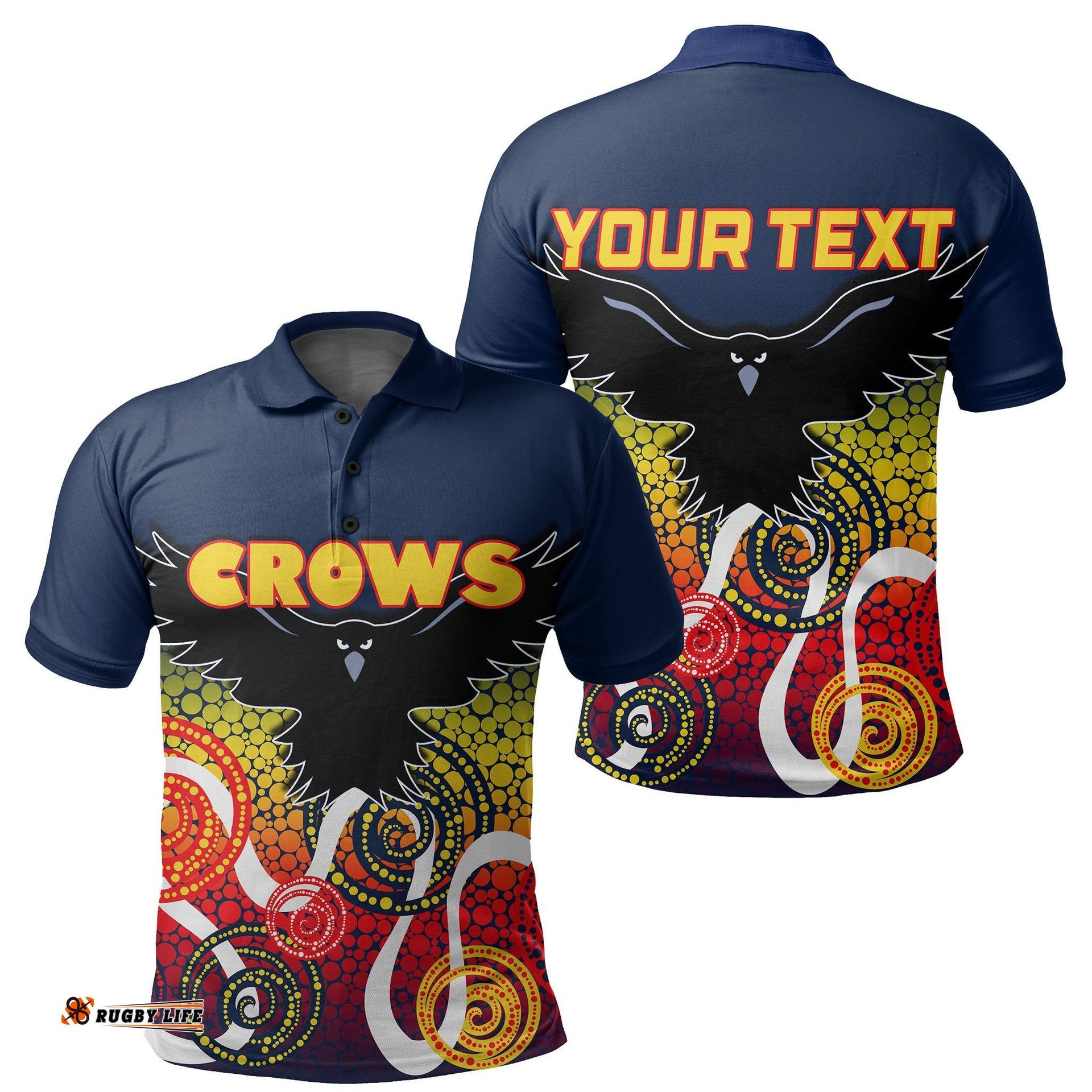 Custom PersonalisedAdelaide Crows Polo Shirt Indigenous Blue Color - Amazing Aussie