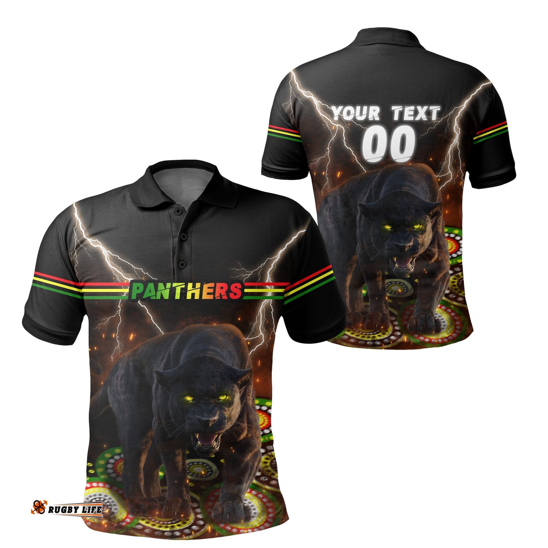 Custom Personalised Panthers Black Polo Shirt Special Style - Amazing Aussie