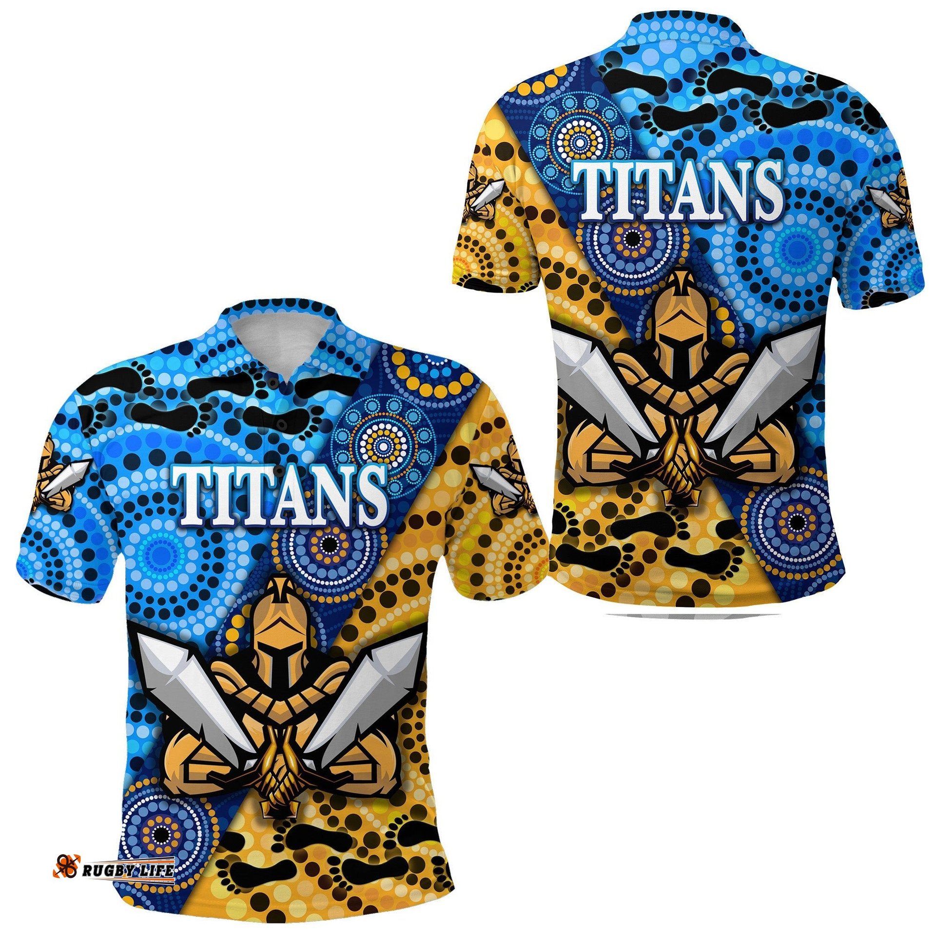 Gold Coast Titans Polo Shirt 2022 Indigenous - Amazing Aussie