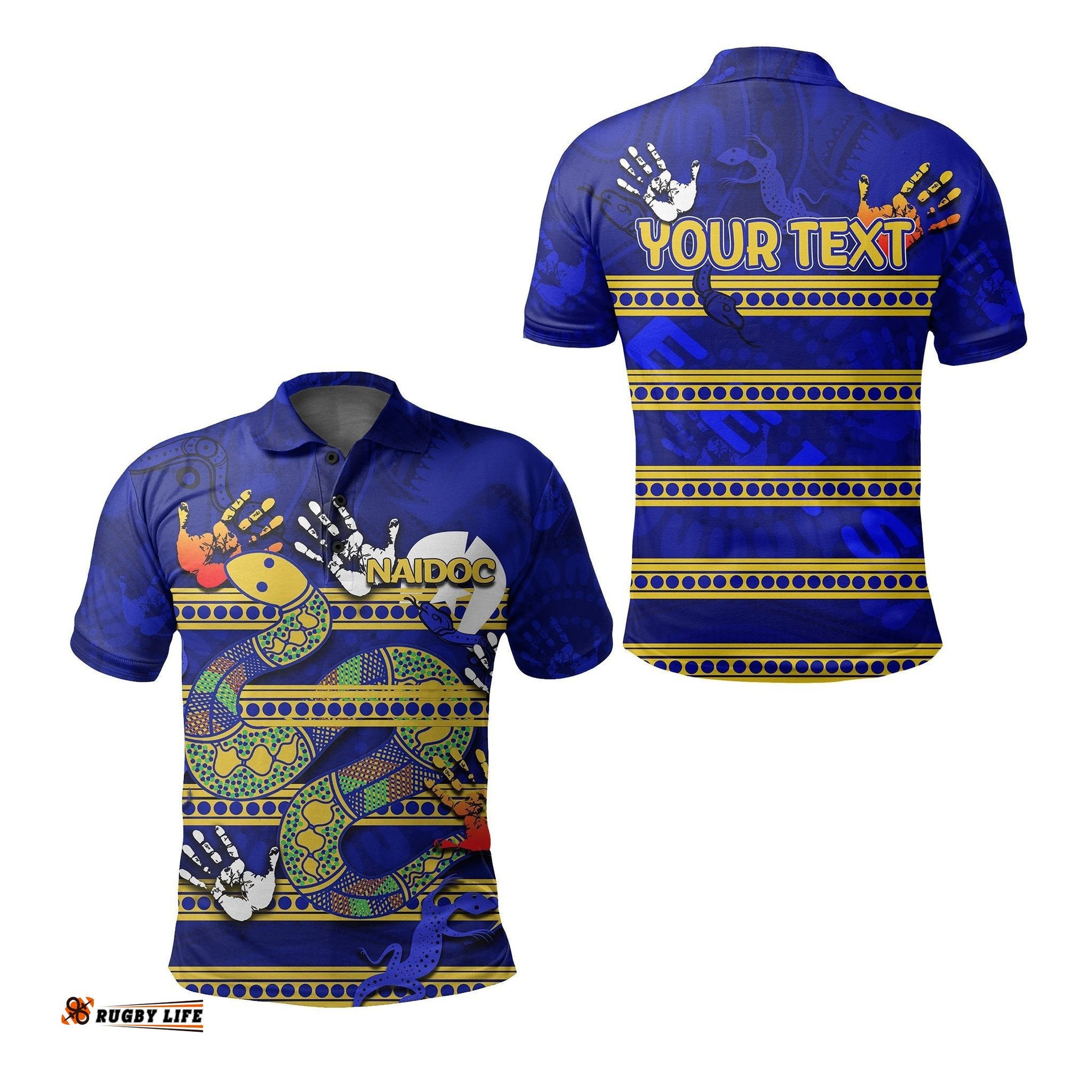 Custom PersonalisedNaidoc Parramatta Eels Polo Shirt Aboriginal Patterns - Amazing Aussie