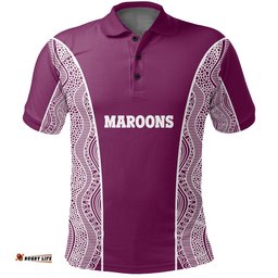 Custom Personalised Queensland Polo Shirt Maroons Simple Aboriginal - Amazing Aussie