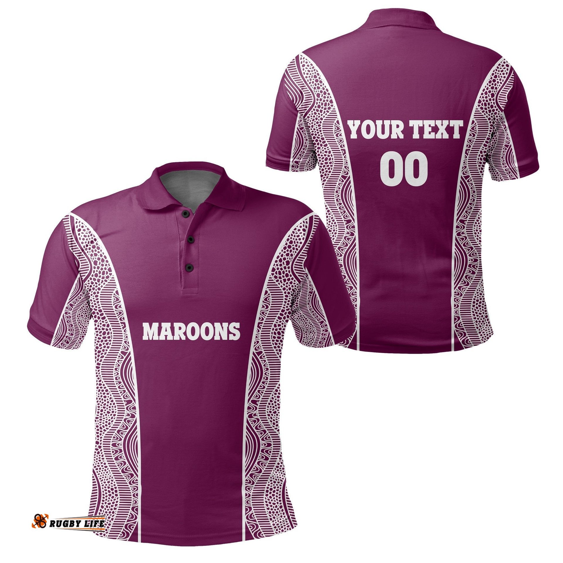 Custom Personalised Queensland Polo Shirt Maroons Simple Aboriginal - Amazing Aussie
