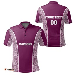 Custom Personalised Queensland Polo Shirt Maroons Simple Aboriginal - Amazing Aussie
