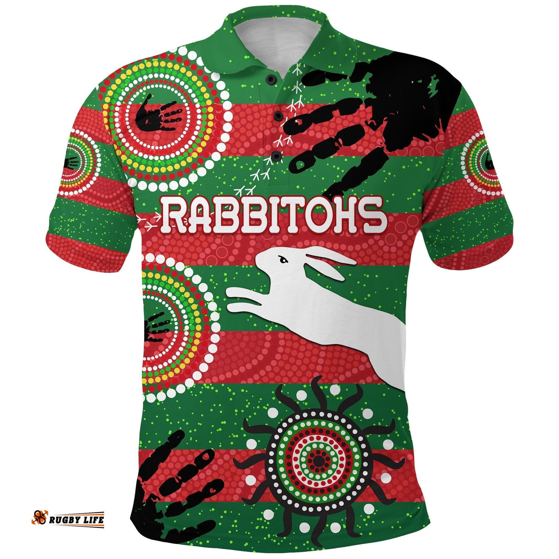 Naidoc Rabbitohs Polo Shirt Aboriginal Vibes - Amazing Aussie