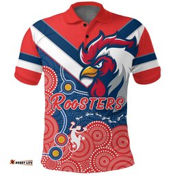 RooSTERS Polo Shirt - Red Aboriginal Rugby - Amazing Aussie