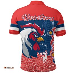 Custom Personalised RooSTERS Polo Shirt - Red Aboriginal Rugby - Amazing Aussie