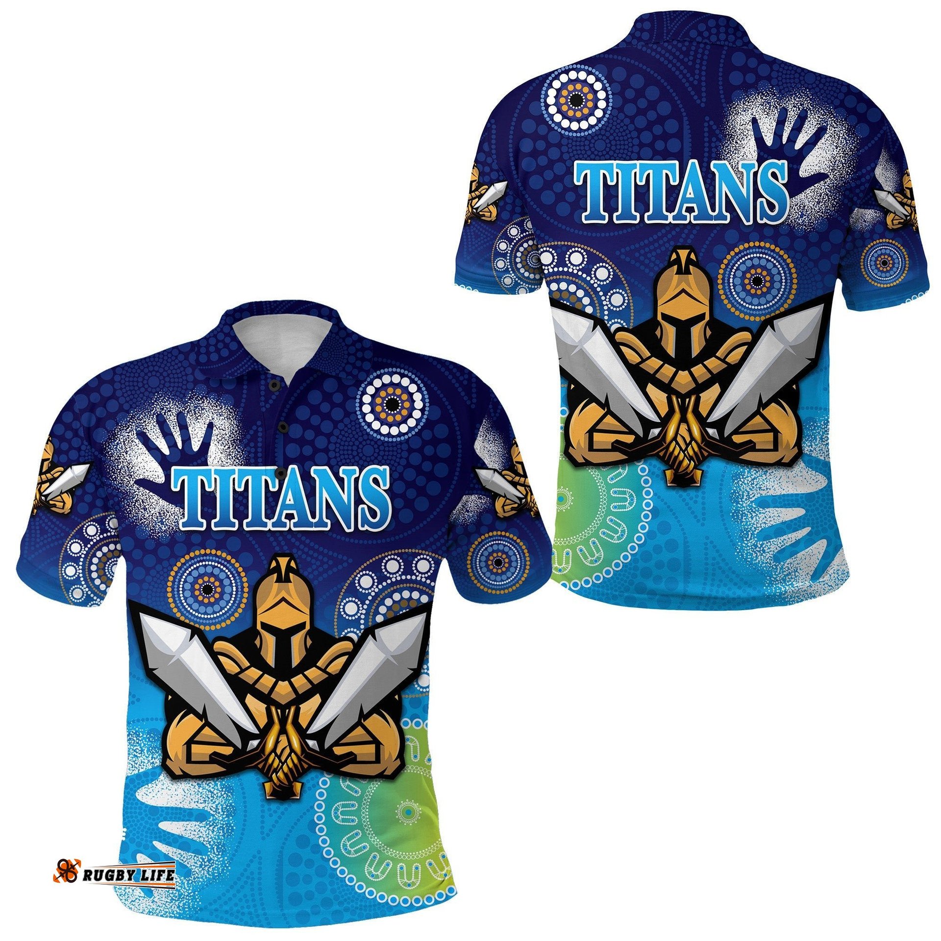 Gold Coast Titans Polo Shirt 2021 Simple Indigenous - Amazing Aussie