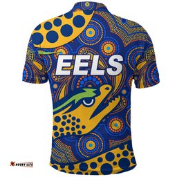 Parramatta Eels Polo Shirt 2021 Indigenous Vibes - Blue - Amazing Aussie