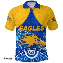 Custom Personalised West Coast Eagles Polo Shirt Indigenous Version - Blue, Custom Text And Number - Amazing Aussie