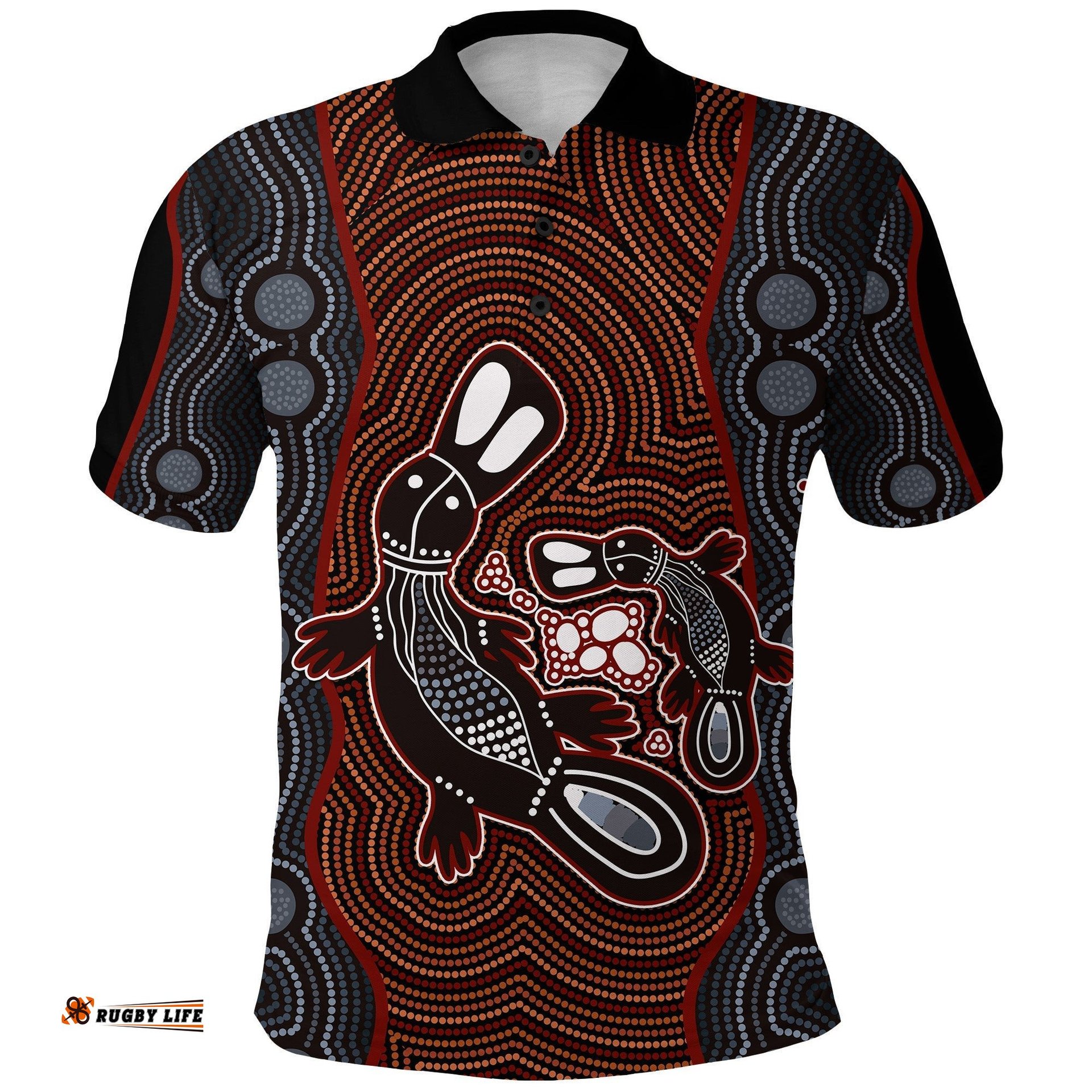 Aboriginal Dot Polo Shirt Platypus Victory - Amazing Aussie