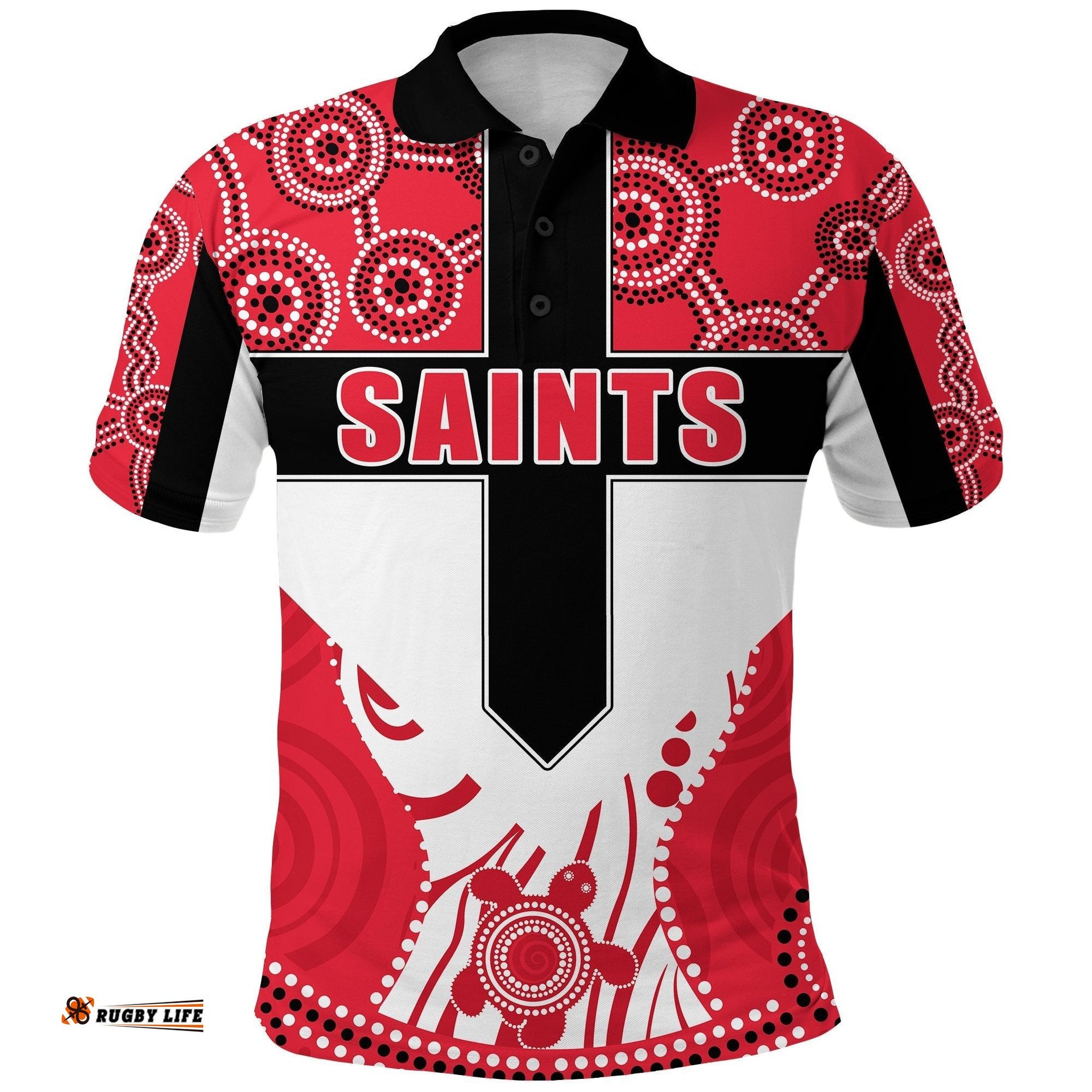 Saints Enthusiasm Polo Shirt St Kilda Indigenous - Amazing Aussie