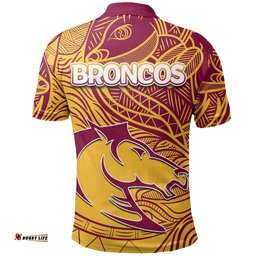 Brisbane Broncos Polo Shirt Tribal Style - Amazing Aussie