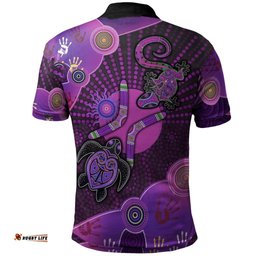 Aboriginal NAIDOC Week Purple Turtle Lizard Sun Polo Shirt - Amazing Aussie