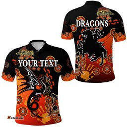 Custom Personalised St. George Illawarra Dragons Polo Shirt 2021 Simple Indigenous - Red - Amazing Aussie