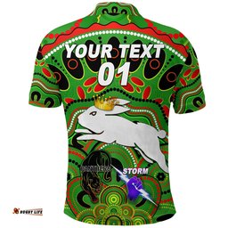 Custom Personalised South Sydney Rabbitohs Polo Shirt 2021 Indigenous Premiers - The King - Green, Custom Text And Number - Amazing Aussie