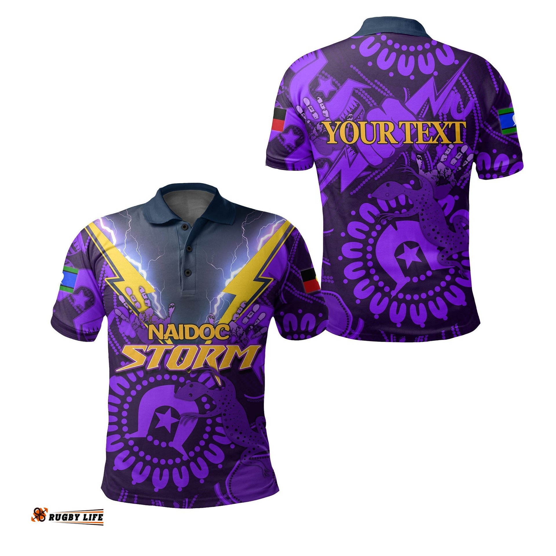 Custom Personalised Naidoc Melbourne Storm Polo Shirt Naidoc Patterns - Amazing Aussie