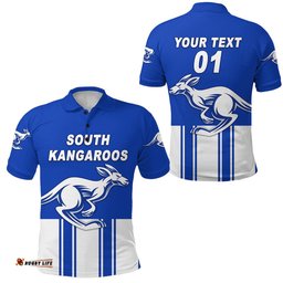 Custom Personalised South Alice Football Club Polo Shirt South Kangaroos Original - Blue, Custom Text And Number - Amazing Aussie