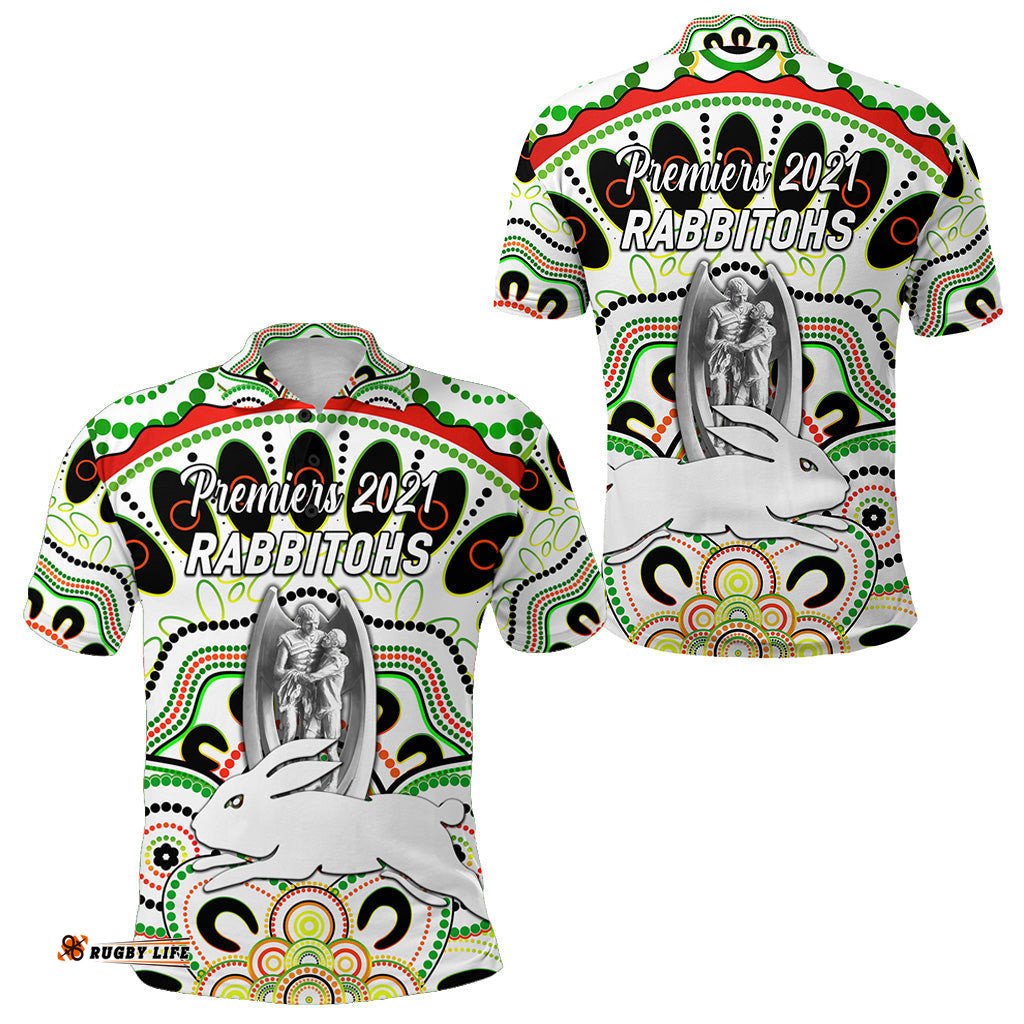 South Sydney Rabbitohs Polo Shirt 2021 Indigenous Premiers - Trophy - White - Amazing Aussie