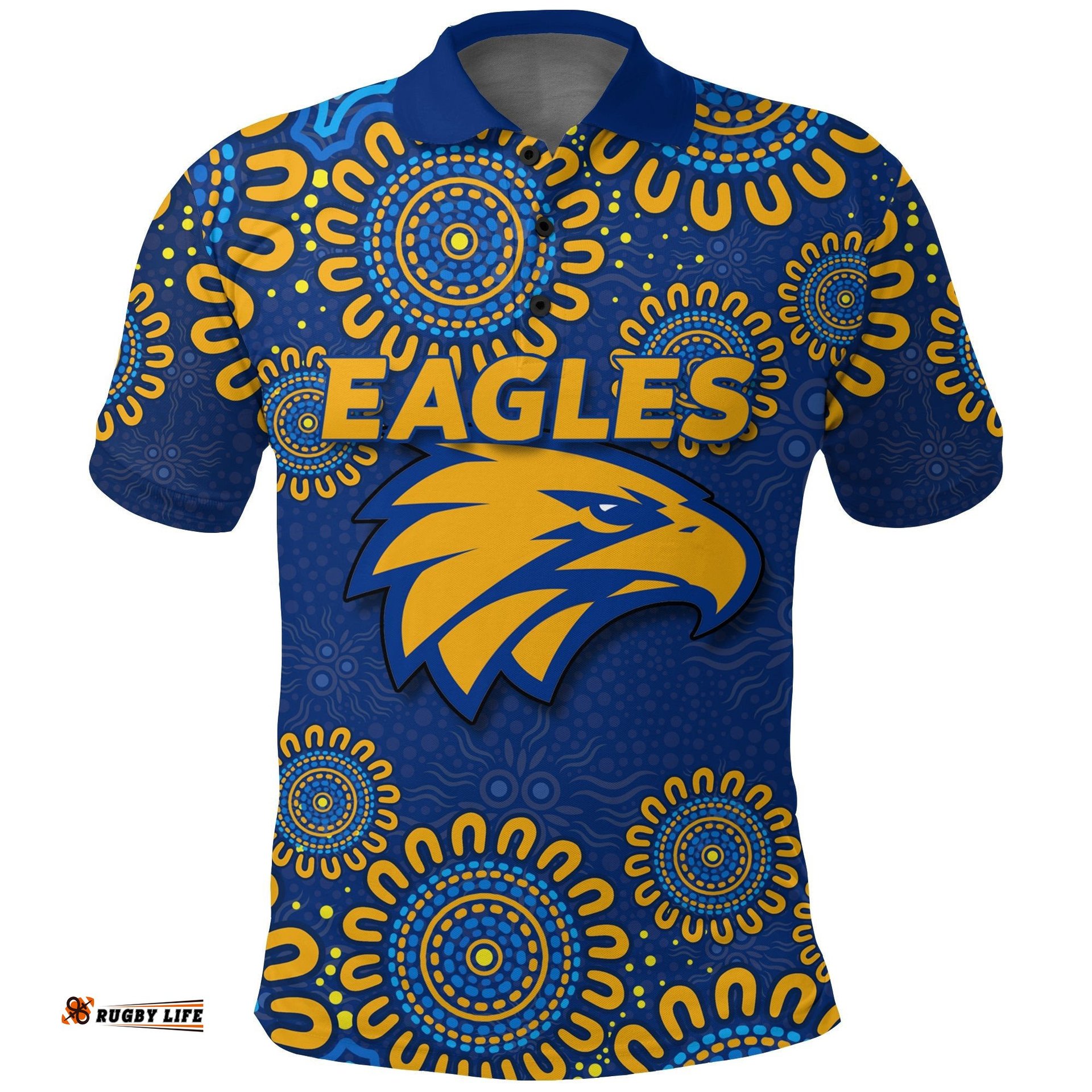 West Coast Eagles Aboriginal Dot Painting Polo Shirt - - Amazing Aussie