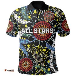 Custom Personalised Australia Indigenous Rugby Polo Shirt All Stars Sporty Style, Custom Text And Number - Amazing Aussie