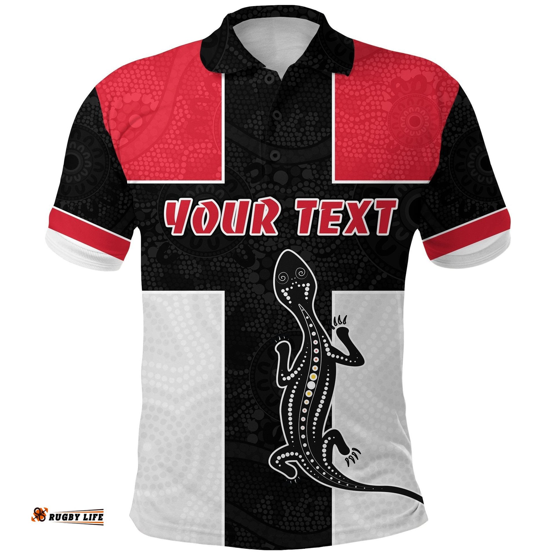 Custom Personalised Saints Simple Indigenous Polo Shirt Brave St Kilda - Amazing Aussie