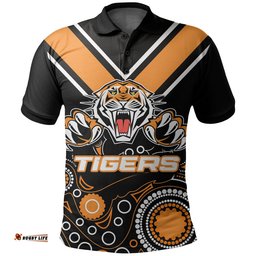 Wests Tigers Polo Shirt Aboriginal Symbol - Amazing Aussie