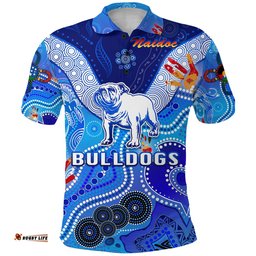 Canterbury-Bankstown Bulldogs Polo Shirt Naidoc Heal Country! Heal Our Nation - Gradient Blue - Amazing Aussie
