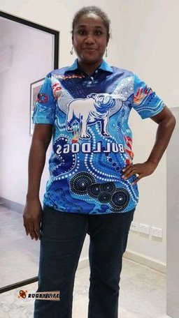 Canterbury-Bankstown Bulldogs Polo Shirt Naidoc Heal Country! Heal Our Nation - Gradient Blue - Amazing Aussie
