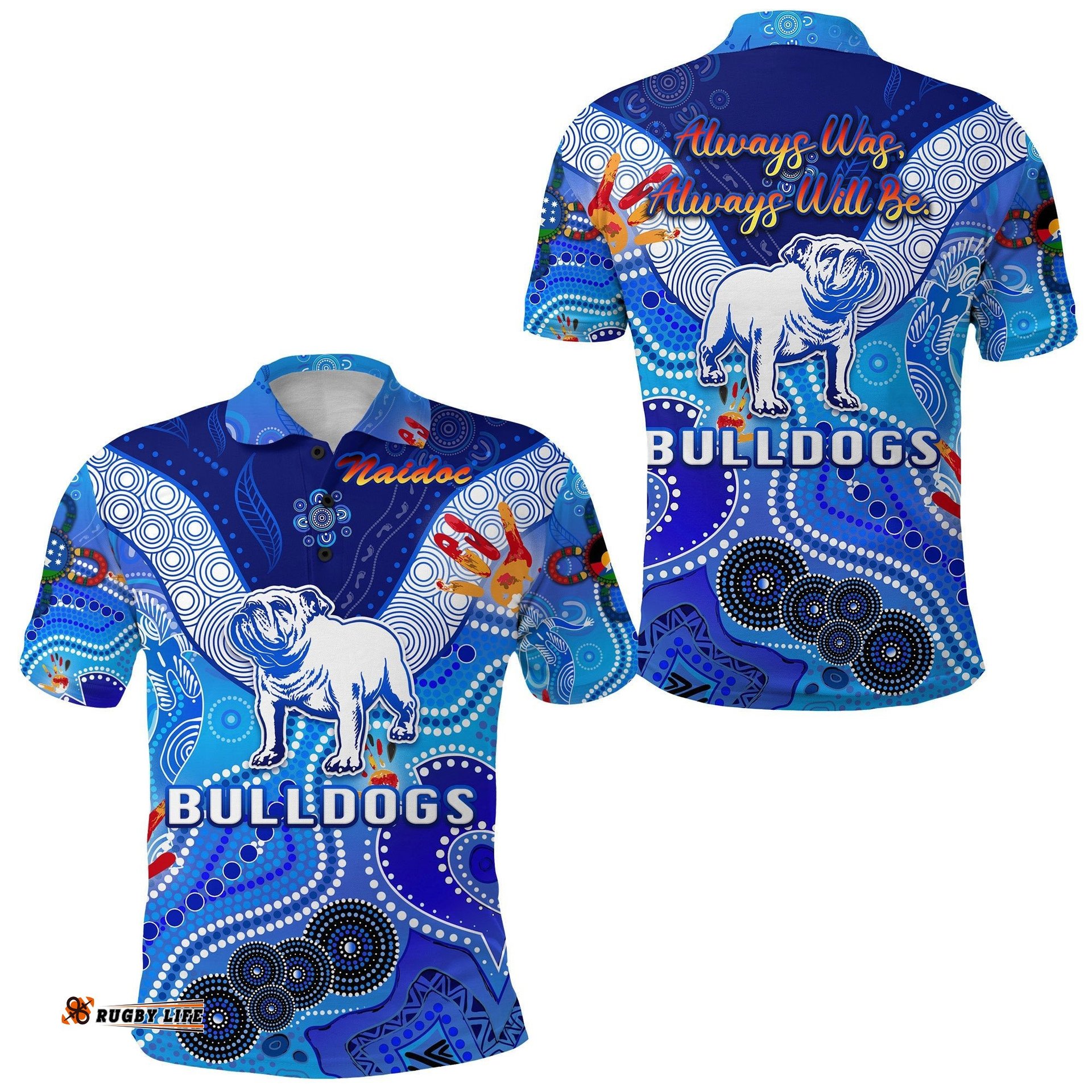 Canterbury-Bankstown Bulldogs Polo Shirt Naidoc Heal Country! Heal Our Nation - Gradient Blue - Amazing Aussie