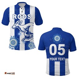 Custom Personalised Roos Football North Melbourne Polo Shirt Simple Indigenous - Custom Text and Number - Amazing Aussie