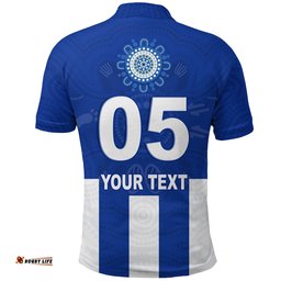 Custom Personalised Roos Football North Melbourne Polo Shirt Simple Indigenous - Custom Text and Number - Amazing Aussie
