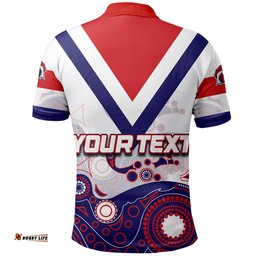 Custom Personalised Roosters Polo Shirt Aboriginal White Style - Amazing Aussie