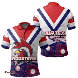Custom Personalised Roosters Polo Shirt Aboriginal White Style - Amazing Aussie