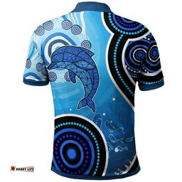 Aussie Aboriginal Polo Shirt Dolphin And Aboriginal Dot Patterns - Amazing Aussie
