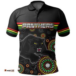 Custom PersonalisedPanthers Polo Shirt Aboriginal Patterns - Amazing Aussie