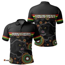 Custom PersonalisedPanthers Polo Shirt Aboriginal Patterns - Amazing Aussie