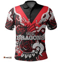 Custom Personalised Naidoc St. George Illawarra Dragons Polo Shirt Naidoc Patterns Black Style - Amazing Aussie