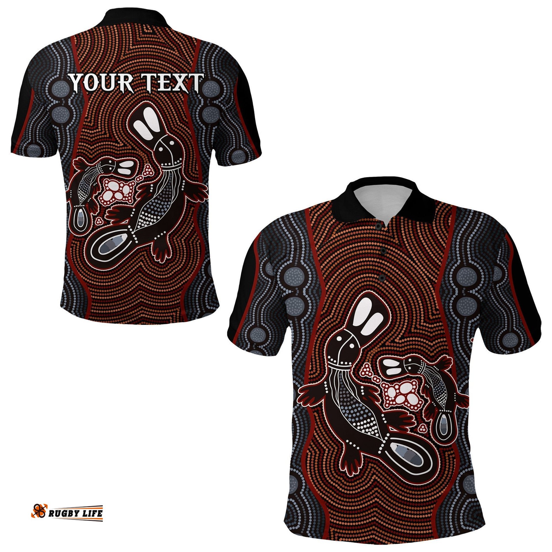Custom Personalised Aboriginal Dot Polo Shirt Platypus Victory - Amazing Aussie