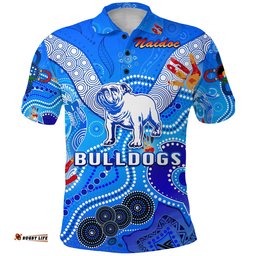 Canterbury-Bankstown Bulldogs Customize Polo Shirt NAIDOC Light Blue - Amazing Aussie
