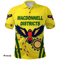 Custom Personalised MacDonnell Districts Rugby Polo Shirt Indigenous Version, Custom Text And Number - Amazing Aussie