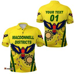 Custom Personalised MacDonnell Districts Rugby Polo Shirt Indigenous Version, Custom Text And Number - Amazing Aussie