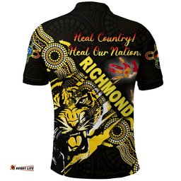Custom Personalised Richmond Tigers Polo Shirt Naidoc Heal Country! Heal Our Nation - Powerful - Amazing Aussie