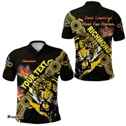 Custom Personalised Richmond Tigers Polo Shirt Naidoc Heal Country! Heal Our Nation - Powerful - Amazing Aussie